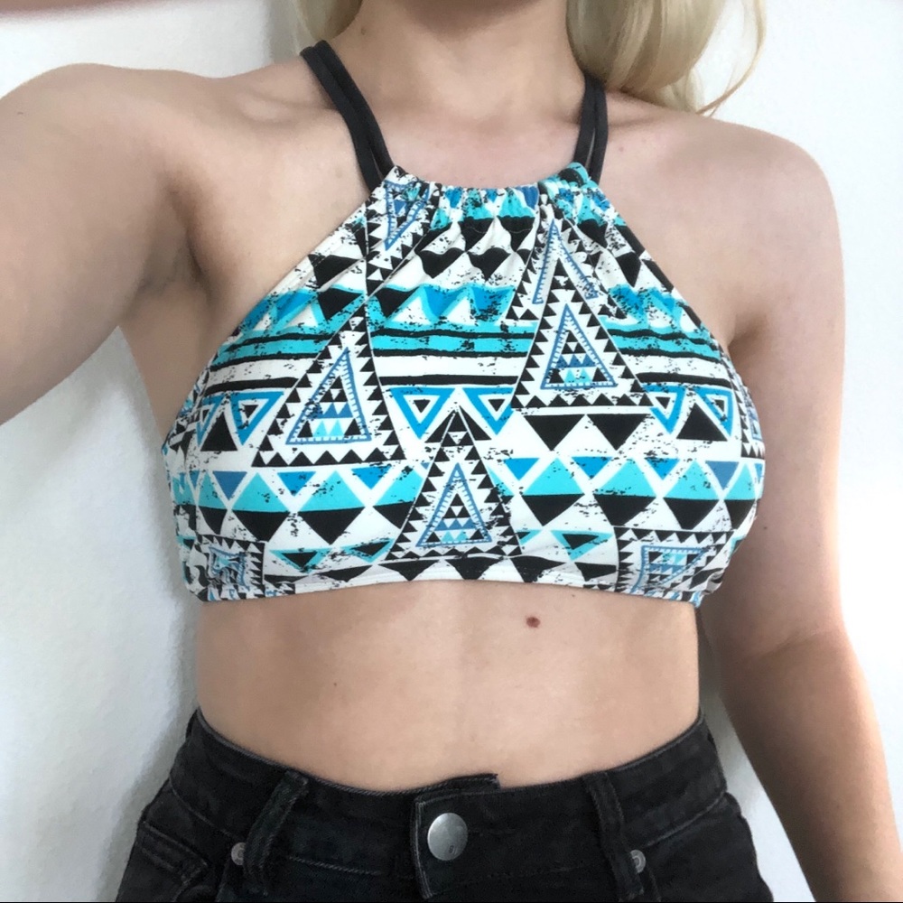 Blue Halter Bikini Top
